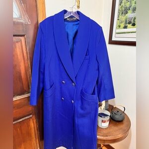 Herman Kay Electric Blue Long Wool Pea Coat